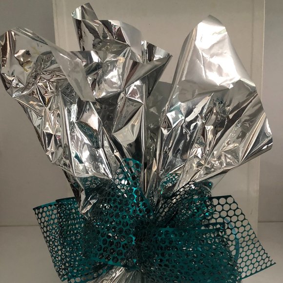 Lot 0f 10 Centerpiece Table Decorations Mylar with Teal Glittery Metallic Ribbon - Picture 4 of 7